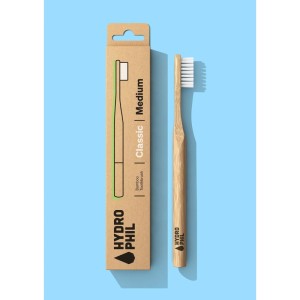 Naturalna, wegańska szczoteczka do zębów z biodegradowalnego bambusa, WŁOSIE ŚREDNIE, Classic, Naturalna, Hydrophil