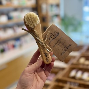 Naturalna, miękka szczotka do masażu twarzy, drewno dębowe i delikatne włosie kozie, DT1B, AnMar Brush