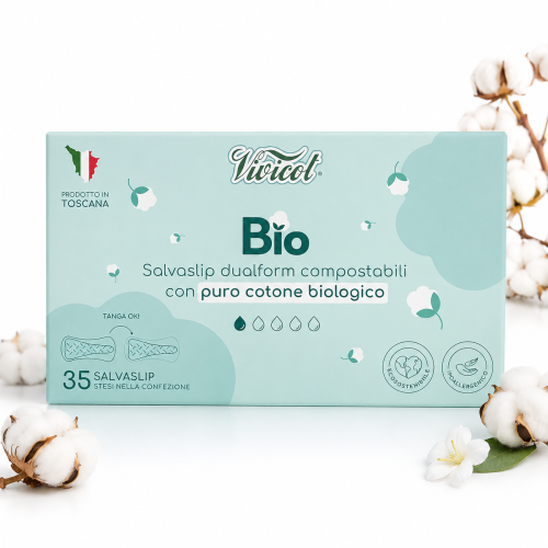 Wkładki higieniczne DUALFORM, z organicznej bawełny, niebielone chlorem, KOMPOSTOWALNE, 35 sztuk, Vivicot BIO (id: 7063)