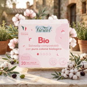 Wkładki higieniczne, SKŁADANE, z organicznej bawełny, niebielone chlorem, KOMPOSTOWALNE, 20 sztuk, Vivicot BIO