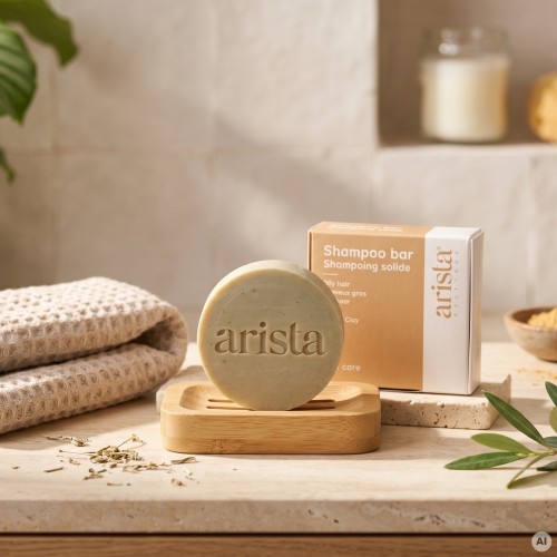 Ajurwedyjski szampon w kostce do włosów przetłuszczających się, Żółta glinka i Sidr, 80g, Arista Ayurveda (id: 7139)